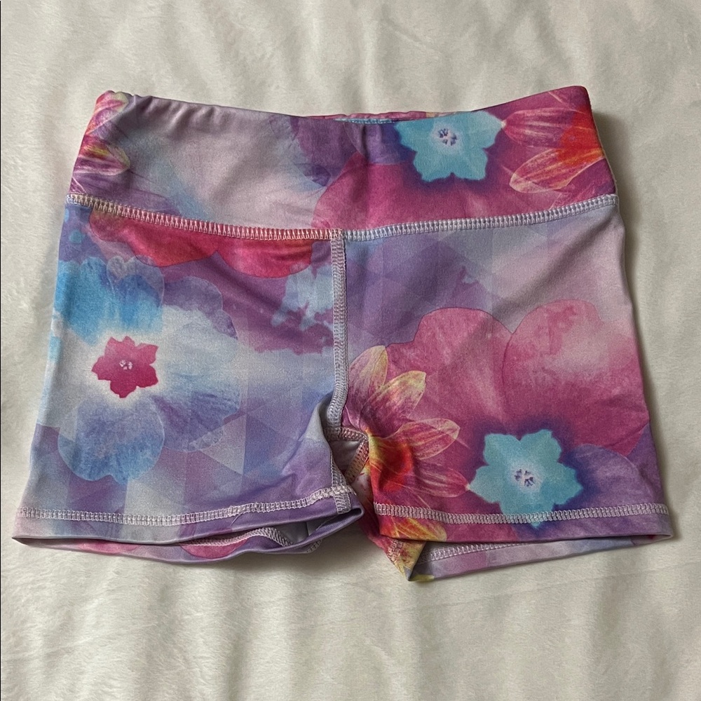 90 Degree By Reflex Floral Kids Bike Shorts - Pink and Blue